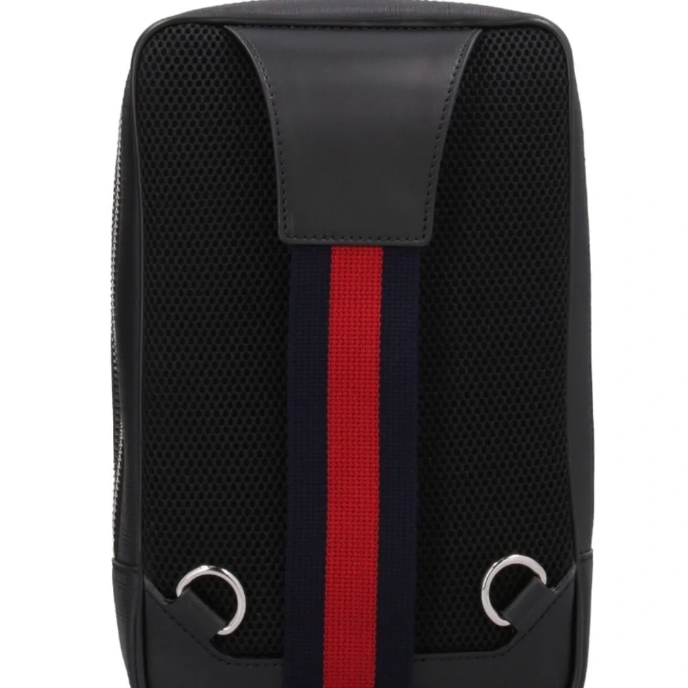Gucci Black Monogram Crossbody Bag with Red and Blue Strap - Picture 5 of 13